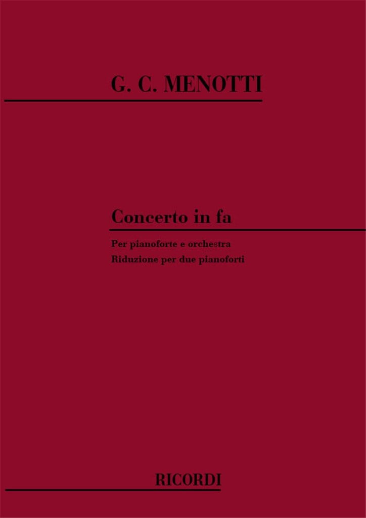 Concerto In Fa Per Pianoforte E Orchestra
